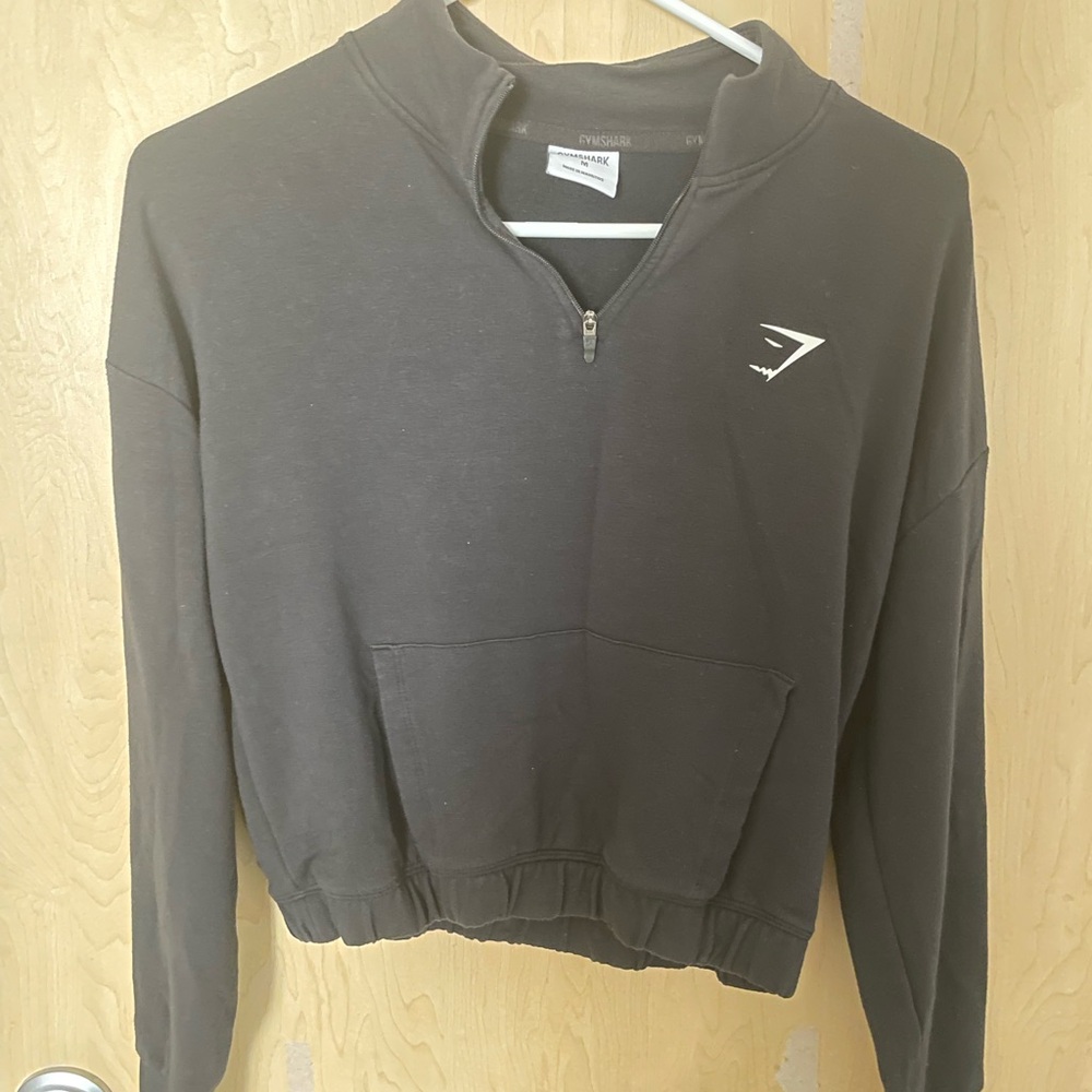 Gymshark Charcoal Cropped Quarter-Zip Pullover